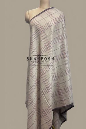 Soft beige base Shawl with a classic checkered pattern