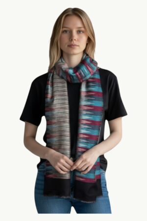 A stylish Viscose Fabric Stole with a vibrant abstract pattern and a luxurious drape.