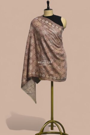 Warm brown tones Stole with intricate floral embroidery.