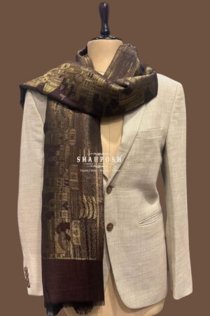 Unisex Fine viscose pashmina woven Stole with pure neem zari.