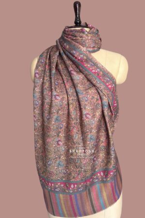 Kashmiri Pashmina stole with floral paisley patterns.
