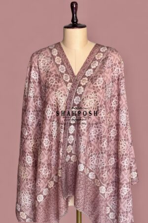 A ShahposhWarm brick Red toned Stole with intricate floral embroidery.