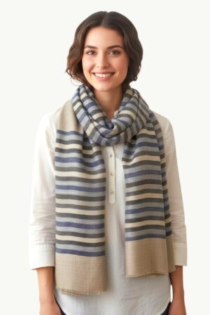 Elegant striped Pashmina Unisex Stole, soft, warm, and stylish—perfect for any occasion.
