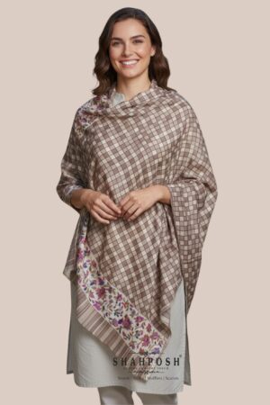 Shhposh Colorful floral Shawl with embroidery design with two patterns.