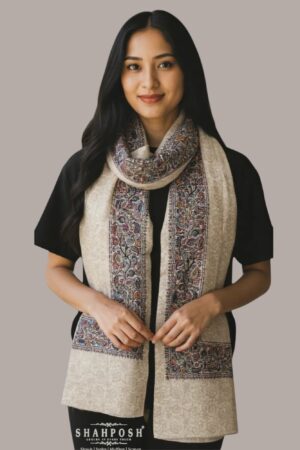 Soft beige or off-white color Stole with a subtle pattern