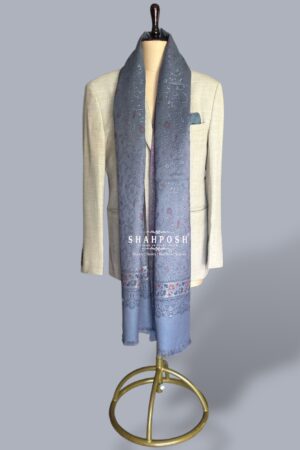 Unisex Blue Viscose Pashmina Jamawar Stole.