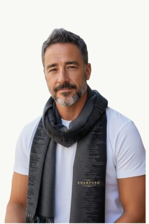 Black & Grey double toned colour Muffler with a subtle textured pattern.