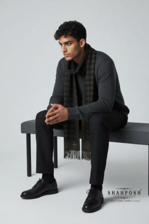 A distinguished Charcoal Grey Pashmina Woolen Muffler.