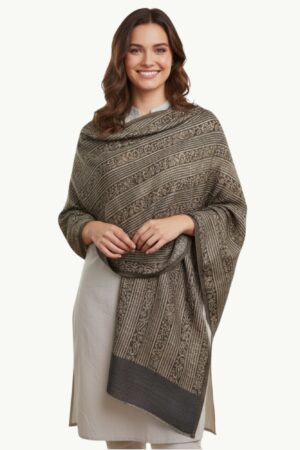 A Shahposh Stole with deep twilight brushed with Pure moonlight.