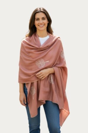 A Shahposh Fine Silk touch  stole with subtle tree embroidery