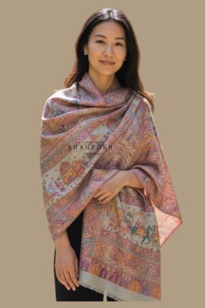 A Shahposh Lightweight Linen-Silk blend Ancient Artwork and Paisley designed Jade Dupatta