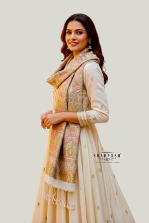 A Shahposh Lightweight Linen-Silk blend Ancient Artwork and Paisley designed Dupatta