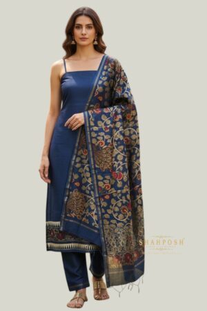 A Shahposh Unstiched Luxury Pure Chanderi Maheshwari Silk Dupatta Suit.